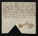 Podpis i odcisk pieczęci Stanisława Sobockiego, "Rotmistrza i Dworzanina Jego Królewskiej Mości", na kwicie wystawionym w Poznaniu 28 kwietnia 1583.