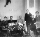 Śniadanie u Józefa Piłsudskiego w hotelu w Warszawie, grudzień 1916 roku.