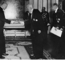 Złożenie listów uwierzytelniających prezydentowi RP Ignacemu Mościckiemu przez ambasadora Niemiec w Polsce Hansa Adolfa von Moltke na Zamku Królewskim w Warszawie 14.11.1934 r.