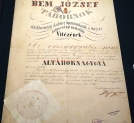 Węgierski akt nadania Józefowi Bemowi stopnia generała dywizji z 21.03.1849 r.