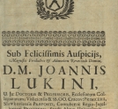 Passus poświęcony rektorowi Janowi Lukiniemu w druku z roku 1725.