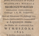 Strona tytułowa druku z kazaniem na pogrzebie Władysława Michała Skoraszewskiego (Skoroszewskiego).