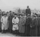 Uroczystość poświęcenia kamienia węgielnego pod budowę Pomorskiej Szkoły Sztuk Pięknych Wacława Szczeblewskiego w Gdyni w maju 1933 r.