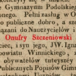  Onufry Szczeniowski (Sczeniowski, Szczeniawski) h. Paprzyca  