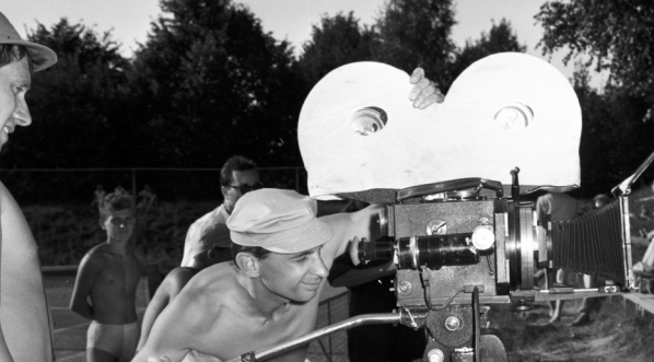  Jan Laskowski i Jerzy Stawicki w trakcie realizacji filmu Janusza Morgensterna "Do widzenia, do jutra" w 1960 roku.  