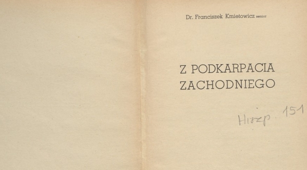 Franciszek Kmietowicz, "Z Podkarpacia zachodniego" (strona tytułowa)  