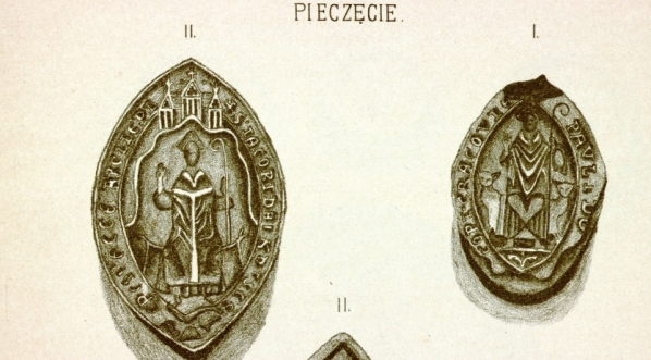  Tablica z zabytkowymi pieczęciami  z "Archiwum książąt Lubartowiczów Sanguszków w Sławucie. T. 2, 1284-1506".  