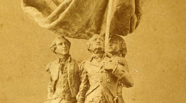  Projekt pomnika La Fayette`a, Waszyngtona i Kościuszki autorstwa Teofila Lenartowicza.  