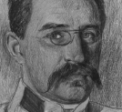 Rysunek przedstawiający ppłk. Henryka Minkiewicza wykonany przez Wincentego Wodzinowskiego.