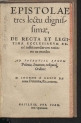 Jan Łaski  "Epistolae tres lectu dignissimae..." (strona tytułowa)