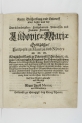 Adam Jakub Martini "Kurtze Beschreibung vnd Entwurff alles dessen, was bey der..." (strona tytułowa)