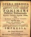 Antoni Poniński "Opera heroica ilustrissimi [...]" (strona tytułowa)