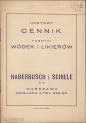 Hurtowy cennik Fabryki Wódek i Likierów Habrbusch i Schiele S.A. (1931 r.)