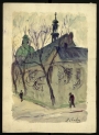 Ignacy Pinkas rysunek ulicy przy kościele.