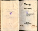 Fryderyk Kazimierz Skobel, Józef Majer "Uwagi nad niektórémi wyrazami lekarskiemi" (strona tytułowa)