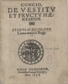 Stanisław  Sokołowski "Concio de vestitv et frvctv haereseon Stanislai Socolovii [...]." (strona tytułowa)