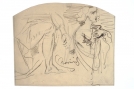 Cyprian Kamil  Norwid, szkice fragmentu postaci w przyklęku i kobiety o uduchowionej twarzy (1841-1883 r.)
