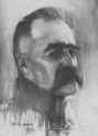 Obraz olejny Konrada Krzyżanowskiego przedstawiający portret marszałka Józefa Piłsuskiego.