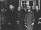 Delegacja wojska i kombatantów wioząca urnę z ziemią z grobów pułkownika Franciszka Nullo i pułkownika Stanisława Bechiego do Rzymu, grudzień  1937 roku.