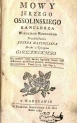 Przemówienia Jerzego Ossolińskiego wydane w 1784 roku.