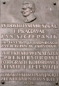 Tablica pamiątkowa dotycząca Jana Szczepanika w Tarnowie.