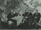 Grupa malarzy w kawiarni Instytutu Propagandy Sztuki w Warszawie w 1933 r.