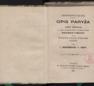 Adolf  Reiff, I. Horodyński "Przewodnik paryzki: opis Paryża i jego okolic z rysem historycznym i artystycznym wszystkich pomników oraz opisanie pałacu wystawy" (strona tytułowa)