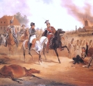 Napoleon i Józef Antoni Poniatowski podczas bitwy pod Lipskiem