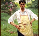"Autoportret w ogrodzie" Józefa Rapackiego.