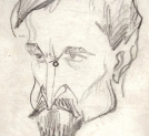 Karykatura Adama Grzymały-Siedleckiego narysowana przez Kazimierza Sichulskiego.