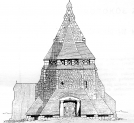 Projekt konkursowy kościoła w Orłowie wykonany przez Oskara Sosnowskiego.