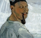 "Autoportret z fajką" Tadeusz Pruszkowskiego.