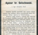 "Agenor hr. Gołuchowski" Józefa Szujskiego.
