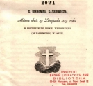"O duchu narodowym i duchu rewolucyjnym, mowa X. Hieronima Kaysiewicza, miana dnia 29 listopada 1849 roku w Kościele Matki Boskiej Wniebowziętej (de l'Assomption), w Paryżu."