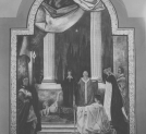 Obraz artysty malarza Jana Henryka Rosena "Znalezienie Krzyża Świętego" przeznaczony do głównego ołtarza kościoła w Przytyku pod Radomiem.