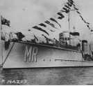 Torpedowiec ORP "Mazur" na morzu.