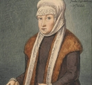 "Portret Izabeli Jagiellonki w stroju wdowim z około 1550 roku, według obrazu Lucasa Cranacha mł." Aleksandra Lessera.