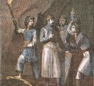 "Władysław Łokietek szuka schronienia przed nieprzyjacielem w jaskini, w Ojcowie, wśród włościan, a oni przysięgają umrzeć w jego obronie."
