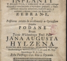 Strona tytułowa "Inflant" (1750) Jana Augusta Hylzena, Kasztelana Inflanckiego, późniejszego (od 1754) Wojewody Mińskiego.