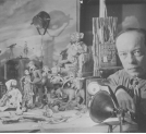 Władysław Starewicz na planie animowanego filmu lalkowego.