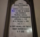 Tablica ku czci Jana Łaskiego w kościele ewangelicko-reformowanym w Warszawie.