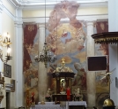 Fresk "Wniebowzięcie Najświętszej Marii Panny" Michała Anioła Palloniego w prezbiterium bazyliki mniejszej w Węgrowie.