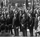 Uroczystość abdykacji króla Bractwa Kurkowego podczas uroczystości na Rynku Głównym Krakowa w czerwcu 1936 r.
