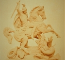 Rzeźba "Święty Jerzy walczący ze smokiem" Juliusza Faustyna Cenglera.
