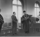 Uroczystość nadania tytułu doktora filozofii honoris causa Uniwersytetu Warszawskiego uczonym rumuńskim: Demetre Pompeiu i Georges Tzitzeica w maju 1934 roku.