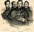 Portrety czterech konspiratorów, uczestników ataku na Belweder 29 listopada 1830 roku.