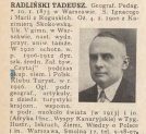Radliński Tadeusz - notka biograficzna ze zdjęciem.