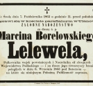 Nekrolog Marcina Borelowskiego z 1863 roku.