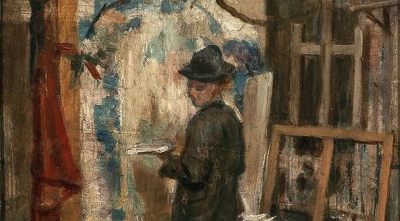  "Józef Mehoffer w pracowni" Stanisława Wyspiańskiego.  