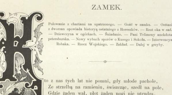  Początek Księgi II „Pana Tadeusza” Adama Mickiewicza z ozdobnym inicjałem Michała Elwiro Andriollego.  